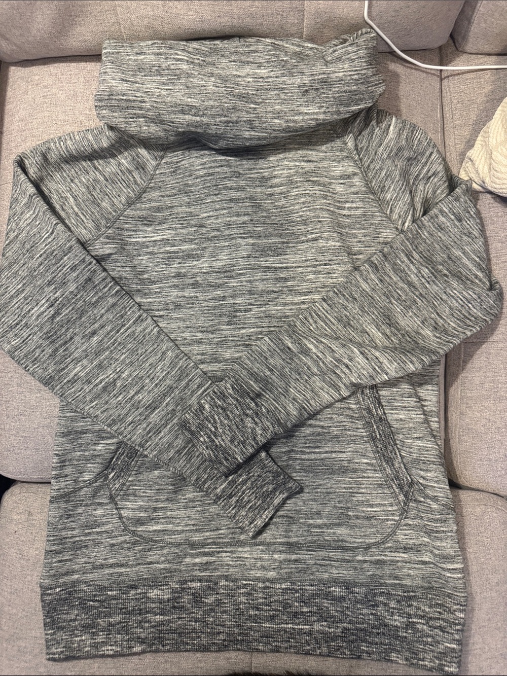 L.L. Bean Grey Marled Cowl Pullover Hoodie